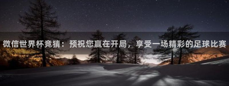 足球世界杯：微信世界杯竞猜：预祝您赢在开局，享受一场精彩的足球比赛